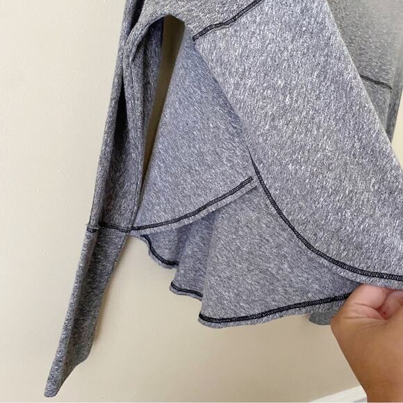 Free People | Cloud Nine Relaxed Tee Heathered Scoop Neck Long Sleeves Gray XS - Picture 6 of 8